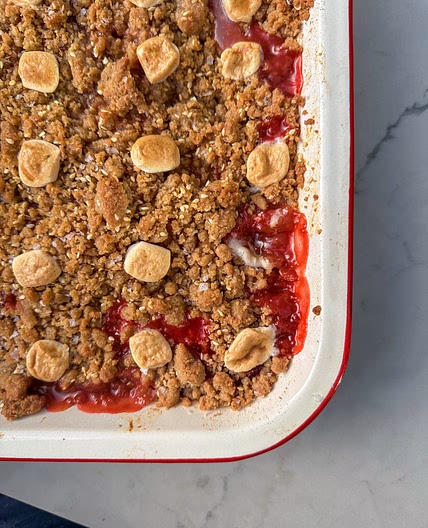PEAR, STRAWBERRY & RHUBARB CRUMBLE