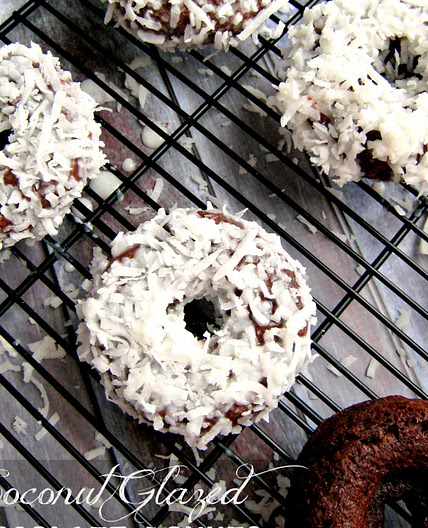 Coconut Glazed Chocolate Donuts