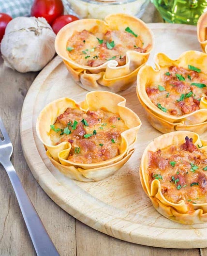 Mushroom and Pork lasagna cups
