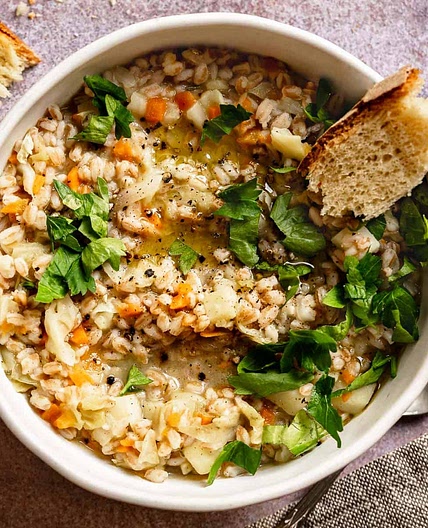 Farro Soup with Cabbage