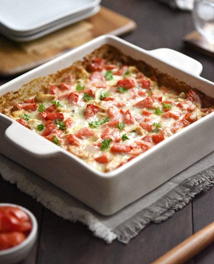 Creamy Caprese Chicken Casserole