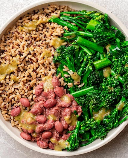 Refried Bean Broccoli Burrito Bowl