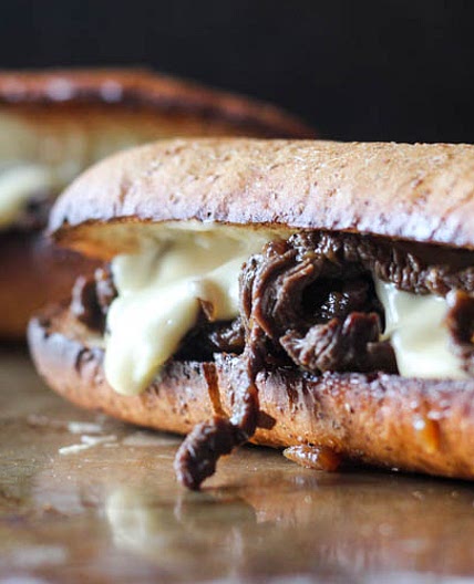 Caramelized Onion and Steak Sandwiches with White Cheddar Sauce