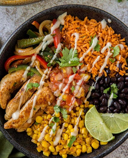 Chicken fajitas bowl