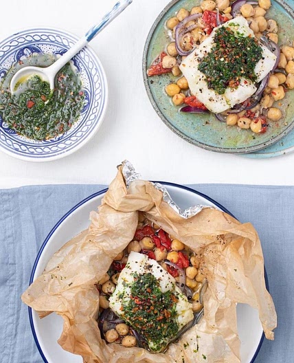 15 minute chermoula fish parcels that won't even mucky your plat