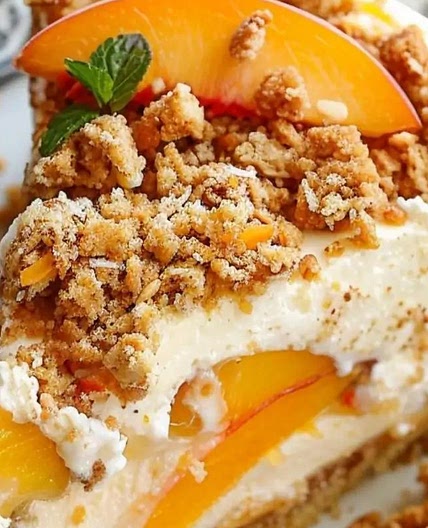 Bourbon Peach Streusel Cheesecake