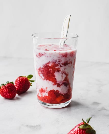 Korean Strawberry Milk with Sago