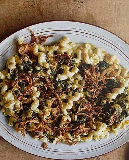 M.E. mac 'n' cheese with za'atar pesto
