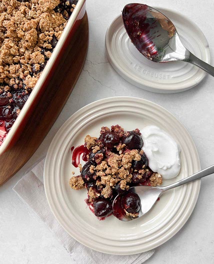 Cherry & Almond Butter Crumble (Vegan)