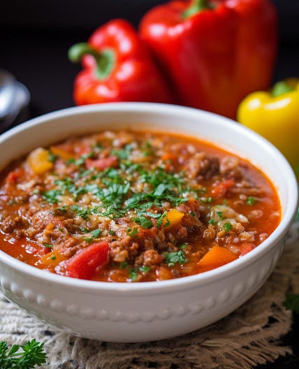 Hearty Stuffed Pepper Soup - A Bowl of Comfort and Flavor!