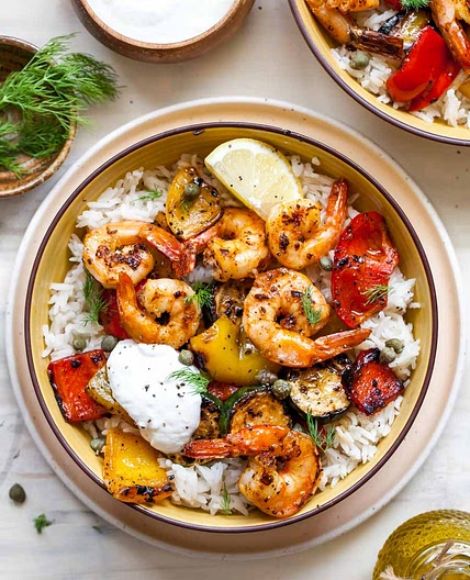30 Minute Greek Shrimp Bowls