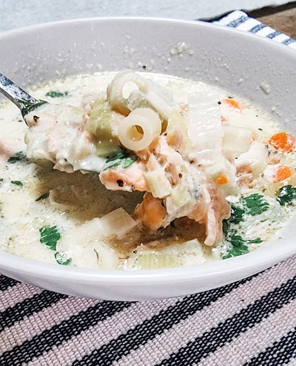 Leftover Pellet Smoked Salmon Soup