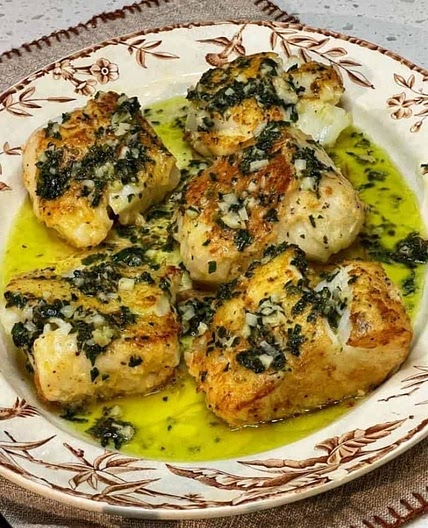 Garlic parsley butter cod
