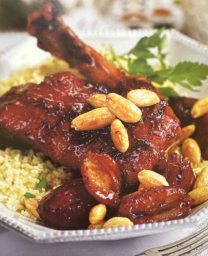 Chicken/ duck thighs with dates and orange blossom water