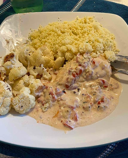 Chicken with Red Pepper Cream Sauce (no ingredients)