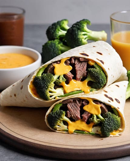 Beefand broccoli wraps