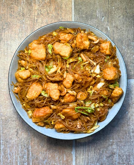 Chicken Cabbage Glass Noodles Stir-Fry