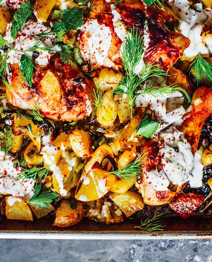 Harissa Chicken With Leeks, Potatoes, & Yogurt