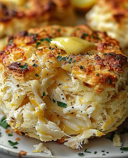 Crab Stuffed Cheddar Bay Biscuits with Lemon Butter