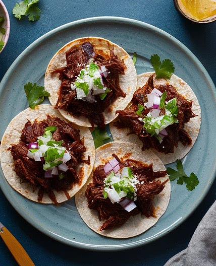 Beef Barbacoa Colorado Tacos