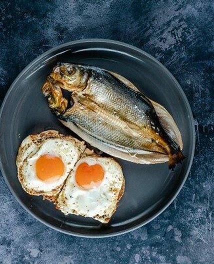 Kippers and brown butter fried egg on sourdough toast