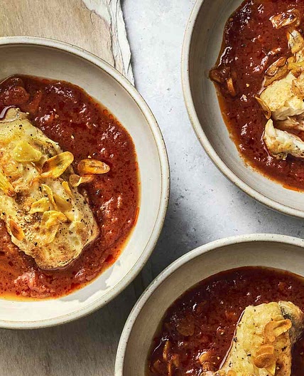 Monkfish in Tomato-Garlic Sauce