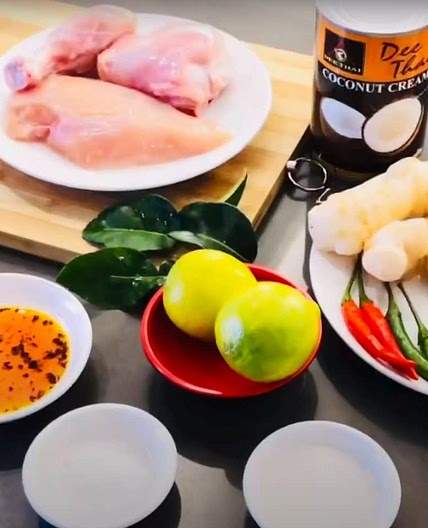 Tom Kha Kai Thai coconut soup spicy with a hint of galangal