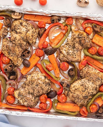 Roasted Balsamic Chicken Thighs and Vegetables