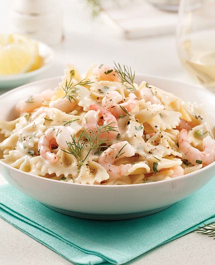 Pâtes crémeuses aux crevettes nordiques