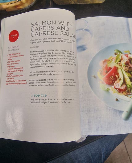 Salmon with capers and caprese salad