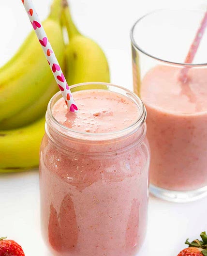 Banana and Strawberry Fruit Smoothie