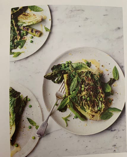 grilled baby gem, asparagus, and petits pois salad serves 2