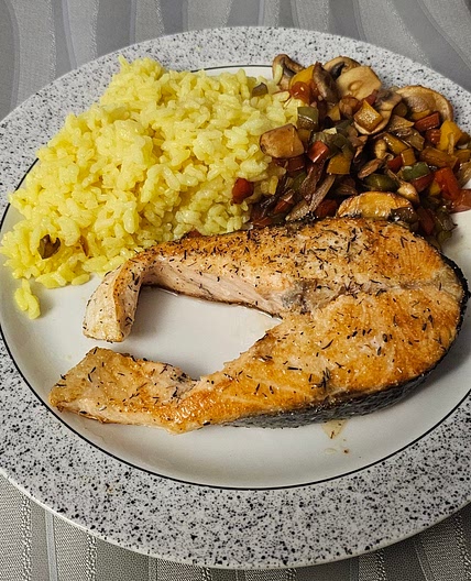 Salmón con arroz