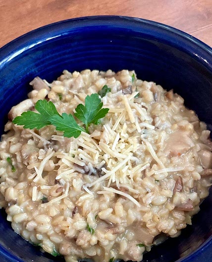 Barley Risotto with Mushrooms and Italian Chicken Sausage