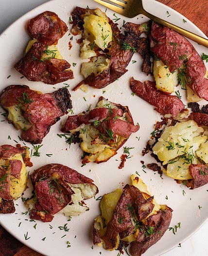 Dill Pickle Smashed Potatoes