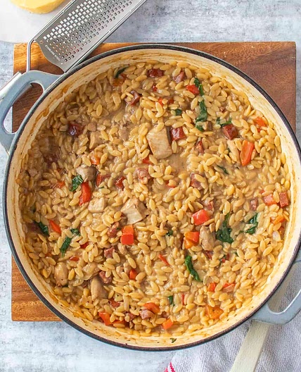 Creamy Chicken And Chorizo Orzo