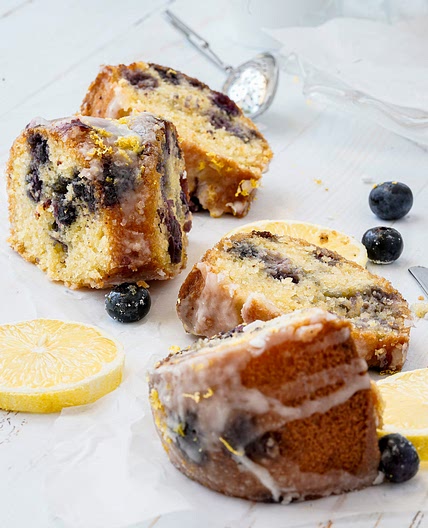 Gluten Free Lemon Cake with Blueberries (No Sugar Added)