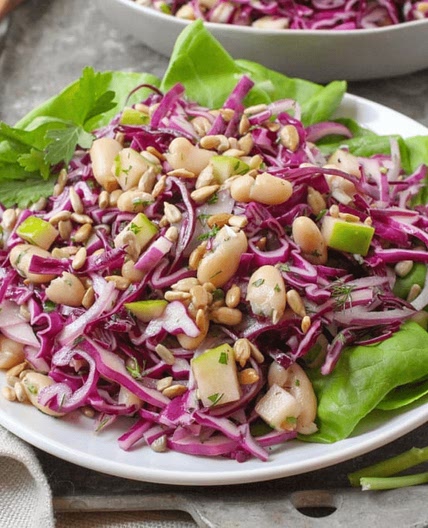 White Bean & Apple Cabbage Slaw with Cider Vinaigrette