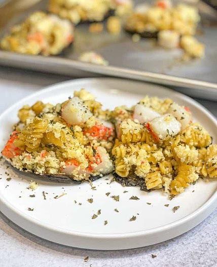 Rotini Crab Stuffed Portabella Mushrooms
