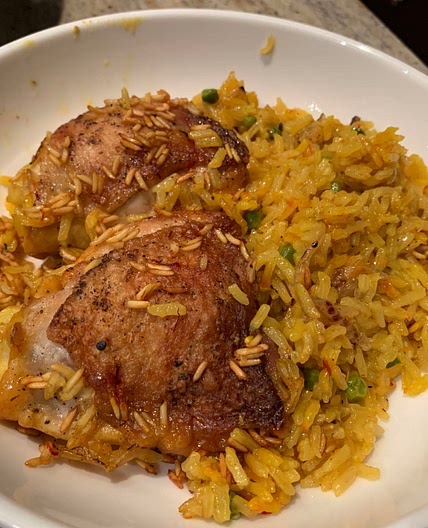 Crispy Chicken and Saffron Rice