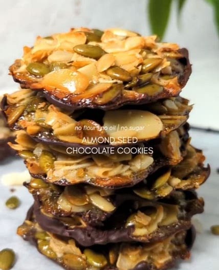 Crunchy Almond Seed Chocolate Cookies - NO FLOUR, NO OIL, NO REF