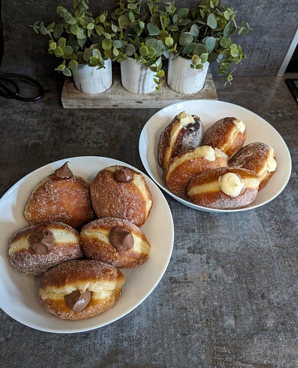 Homemade Doughnuts with pastry cream filling