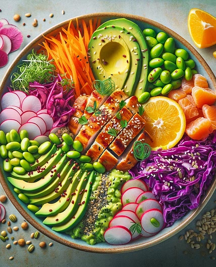 Poké riz poulet ananas