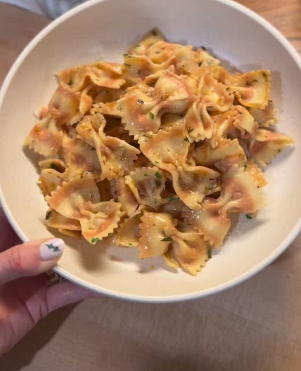 Pink Bowtie with a Simple Light Lemon Sauce