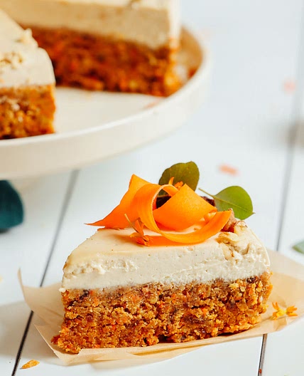 Raw Carrot Cake with Vegan Cream Cheese Frosting (GF)