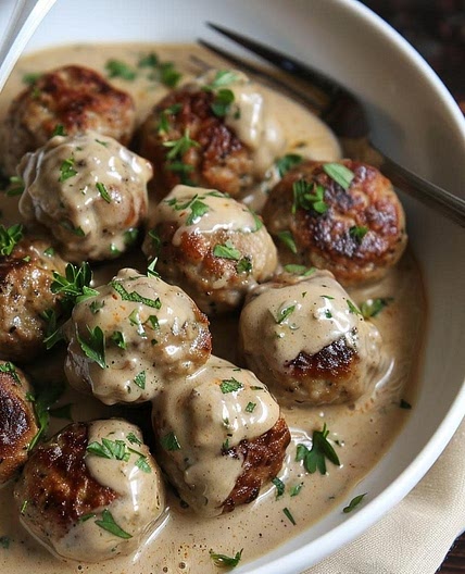 Easy Meatballs in Dijon Gravy