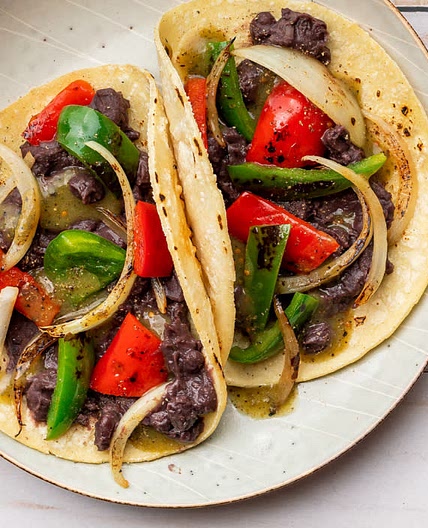 Spicy Black Bean and Fajita Veggie Tacos