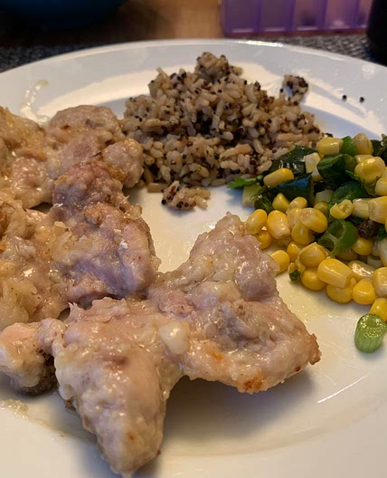 Lemon Chicken with Corn and Poblano Salad