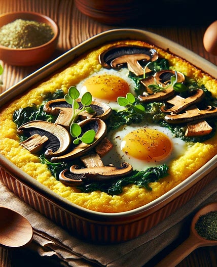 Lion’s Mane Mushroom and Polenta Bake (with Fonio Option