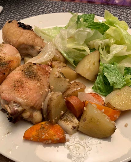 Garlic Roasted Chicken and Baby Potatoes